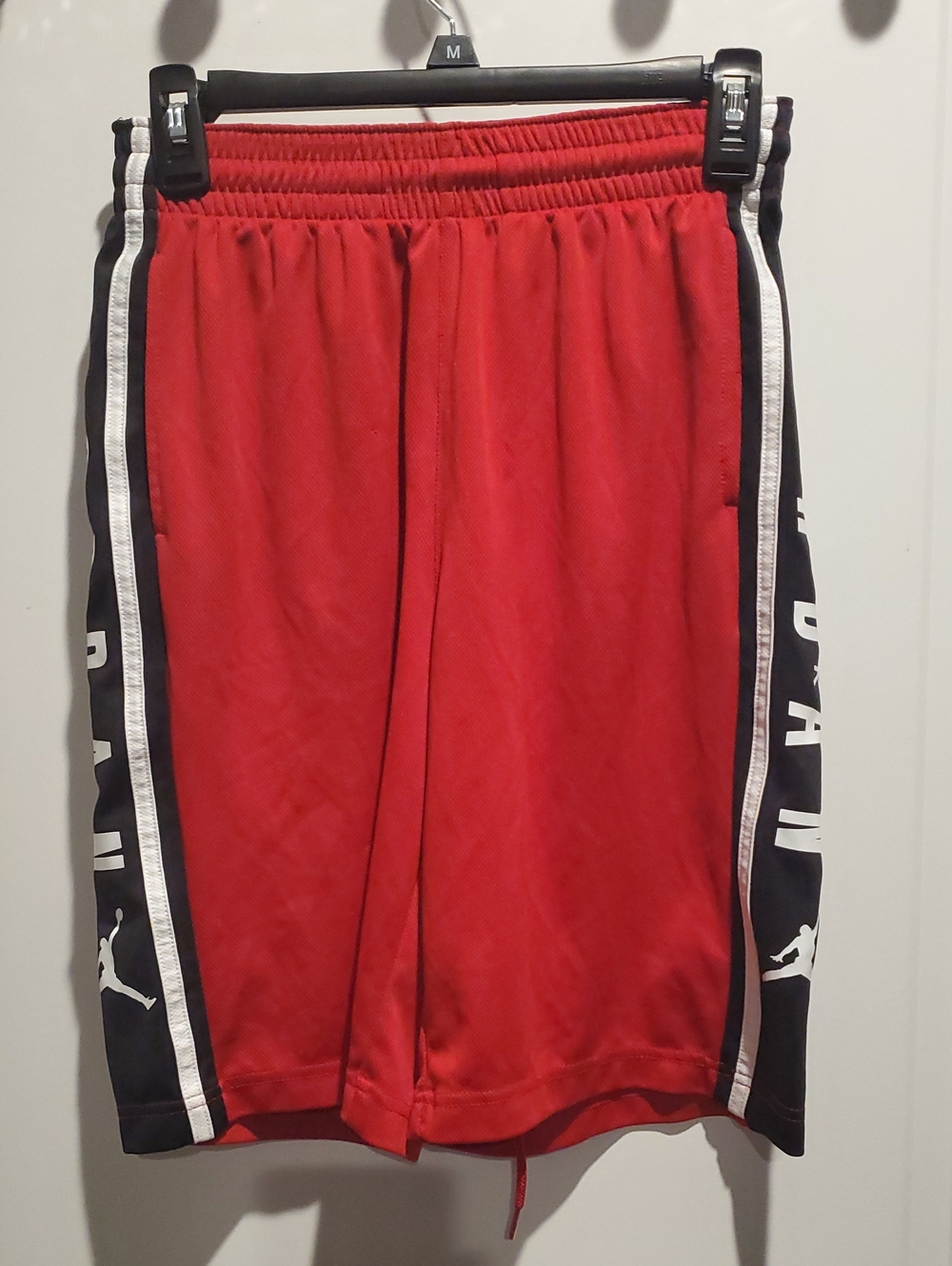 Jordan Red Basketball Shorts with Black Side Panels